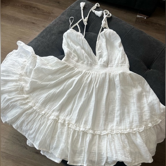 Musette Off White Halter Mini Sundress for Weddings - Picture 7 of 14